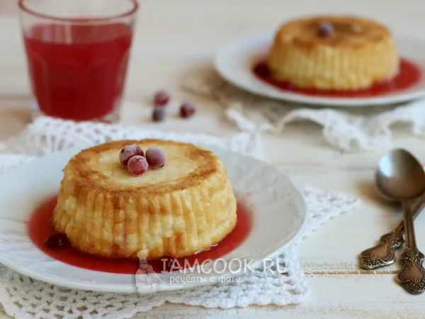 Фото блюда: Манный пудинг с киселем