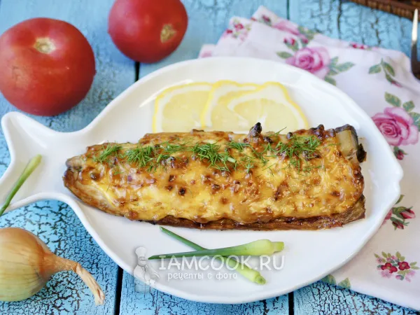 Фото блюда: Скумбрия под майонезом в духовке