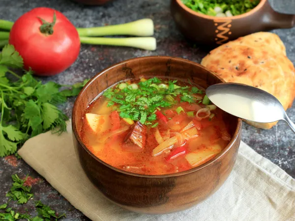 Фото блюда: Суп с жареной говядиной