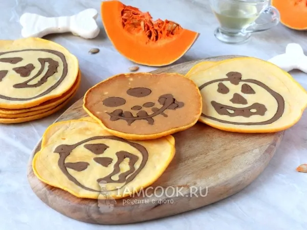 Фото блюда: Панкейки с тыквой на Хэллоуин