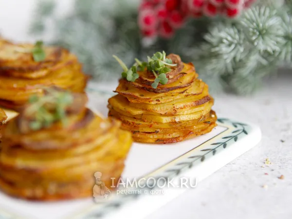 Фото блюда: Картофельные стопки для гарнира на Новый год