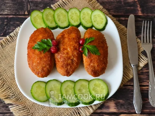 Фото блюда: Как пожарить котлеты по-киевски полуфабрикаты?