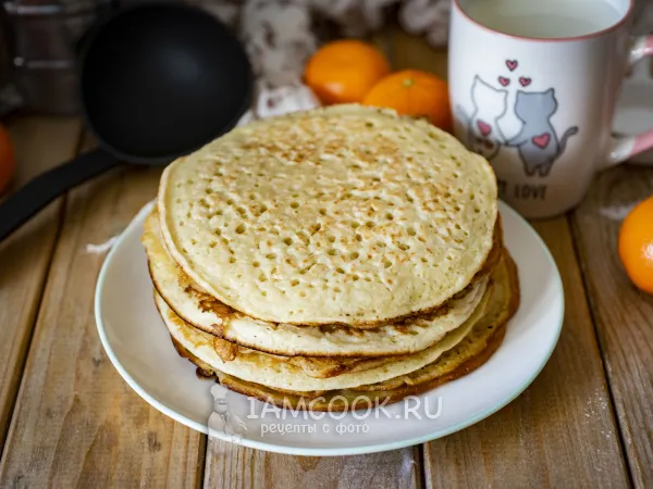 Фото блюда: Пышные блины на кефире без яиц