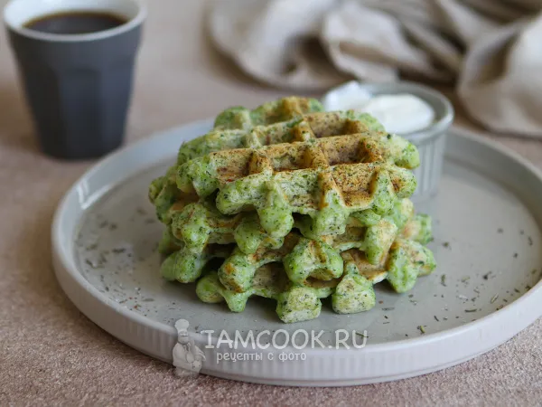 Фото блюда: ПП-вафли из брокколи в вафельнице (постные)