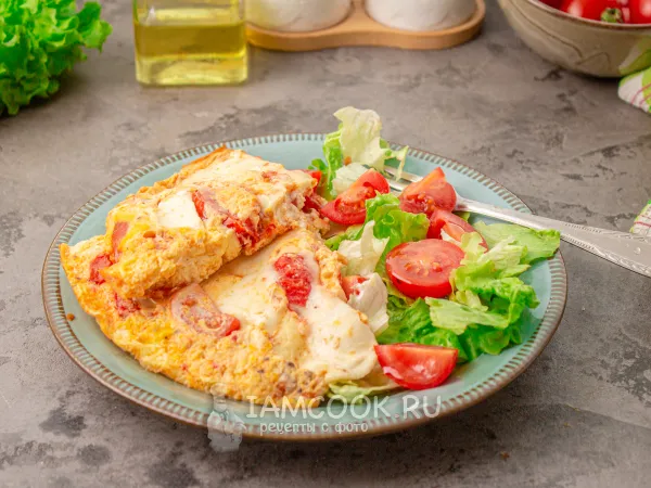 Фото блюда: Омлет с моцареллой и помидорами