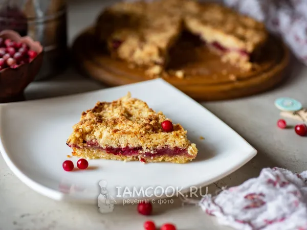 Фото блюда: Насыпной пирог с брусникой