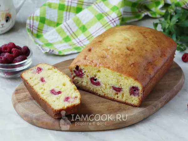 Фото блюда: Заливной пирог с малиной на кефире