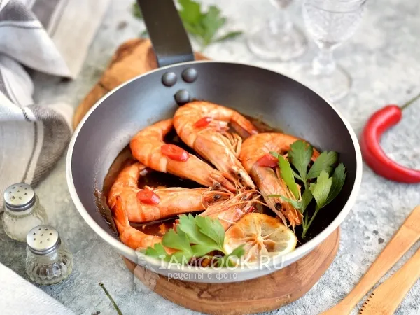 Фото блюда: Тигровые креветки, жаренные с чесноком и имбирем