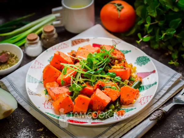 Фото блюда: Тыква в фольге в духовке с овощами