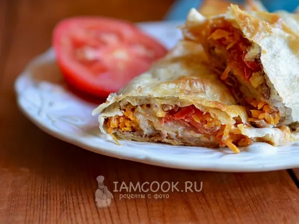 Фото блюда: Горячий рулет из лаваша