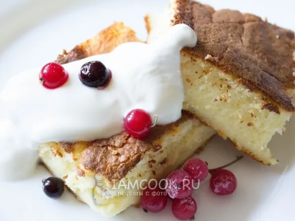 Фото блюда: Творожная запеканка на сметане с манкой