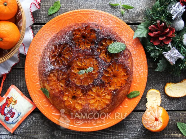 Фото блюда: Мандариновый пирог на сковороде
