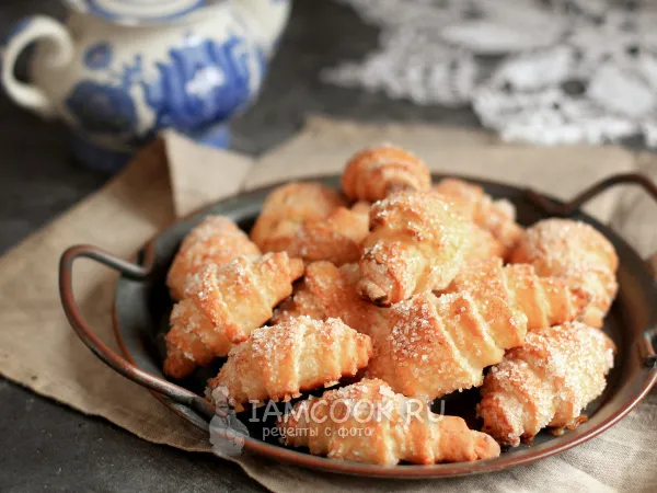 Фото блюда: Рогалики из творожного теста с сахаром