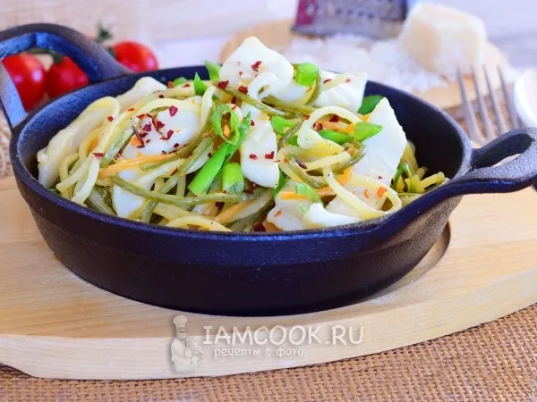 Фото блюда: Спагетти с кальмарами в сливочном соусе