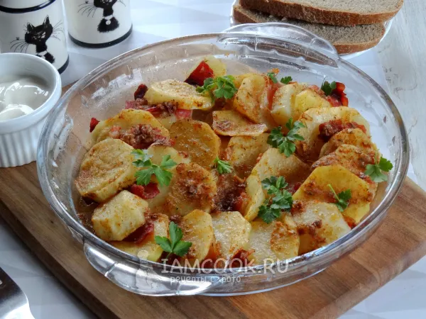 Фото блюда: Картошка с беконом в микроволновке