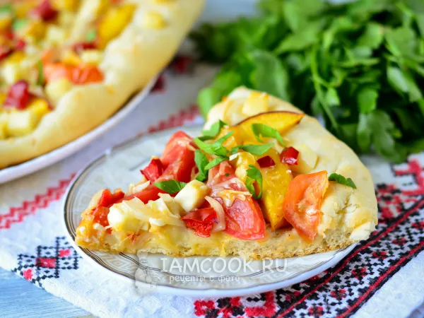 Фото блюда: Пицца с персиками