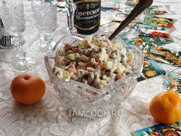 Фото блюда: Оливье с мясом и домашним майонезом