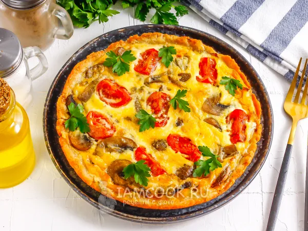 Фото блюда: Киш с грибами и помидорами