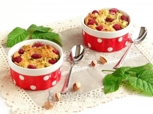 Фото блюда: Миндальный чизкейк с малиной