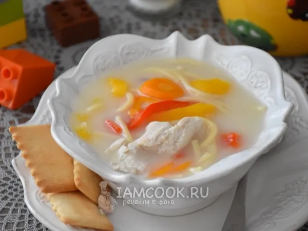 Фото блюда: Сырный суп с курицей и вермишелью
