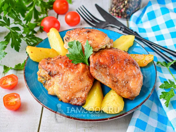 Фото блюда: Куриные бедра на противне в духовке