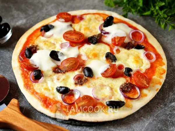Фото блюда: Пицца с анчоусами и маслинами