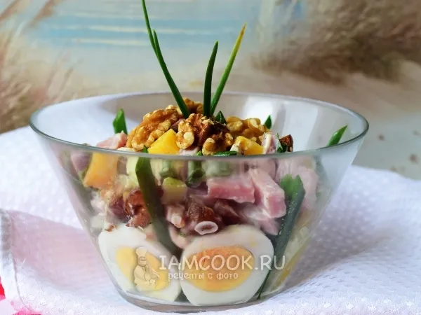 Фото блюда: Салат с шампиньонами и ветчиной