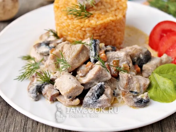 Фото блюда: Тушёная свинина с грибами