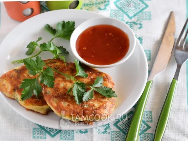 Фото блюда: Оладьи с сыром и зеленью