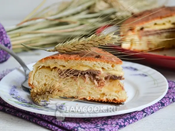 Фото блюда: Пирог с мясом и сыром