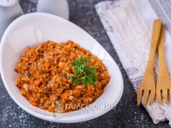 Фото блюда: Грибная икра с помидорами, луком и морковью