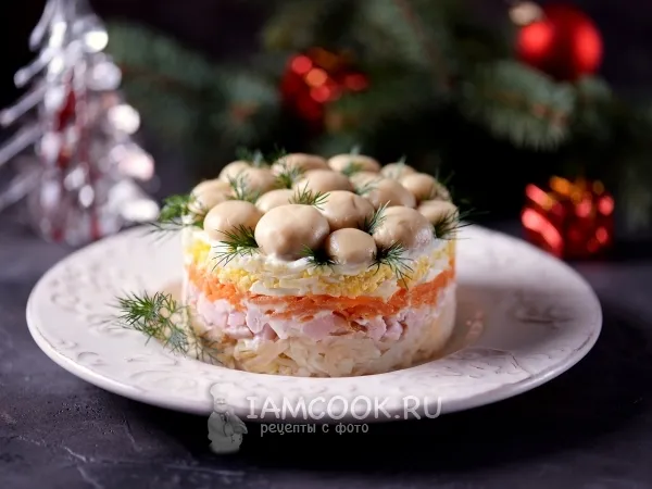 Фото блюда: Салат «Грибная поляна» с шампиньонами