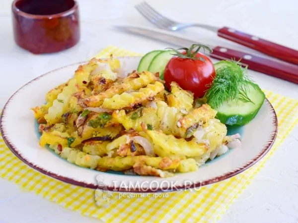 Фото блюда: Картошка с сыром и майонезом в духовке