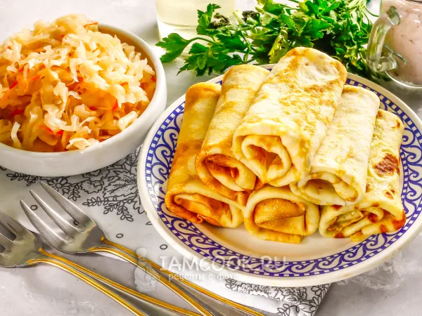 Фото блюда: Блины с квашеной капустой