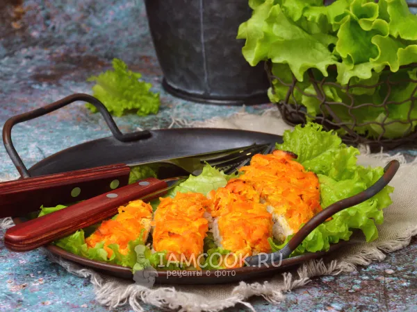 Фото блюда: Куриное филе под морковной «шубой»