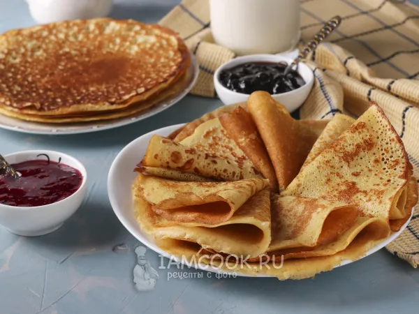 Фото блюда: Блины из кукурузной муки на ряженке и молоке