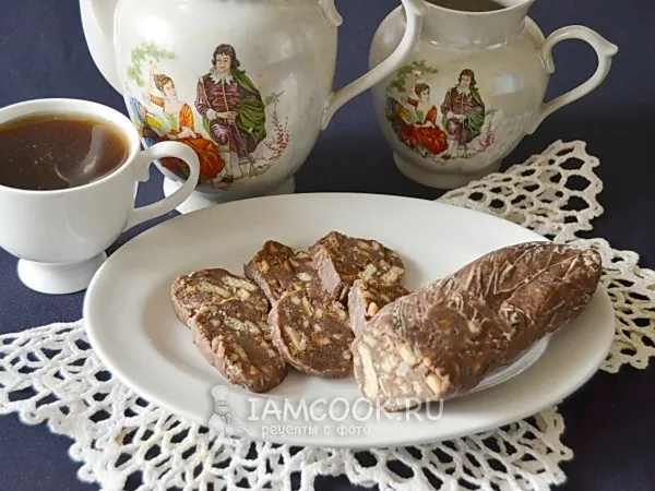 Фото блюда: Колбаски из печенья и какао