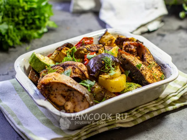 Фото блюда: Рыба с овощами в аэрогриле