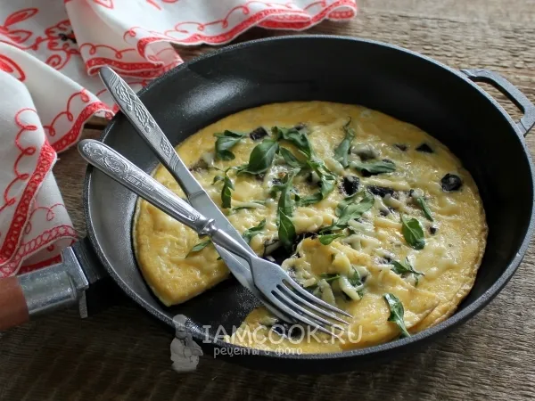 Фото блюда: Омлет с грибами и сыром