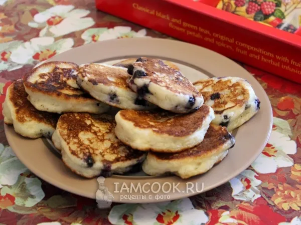 Фото блюда: Оладьи без яиц с ягодами