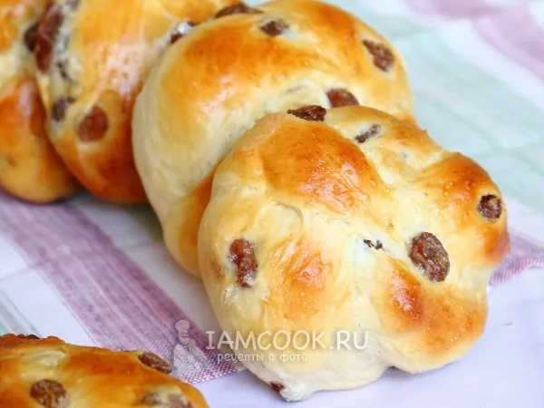 Фото блюда: Булочки с изюмом из дрожжевого теста