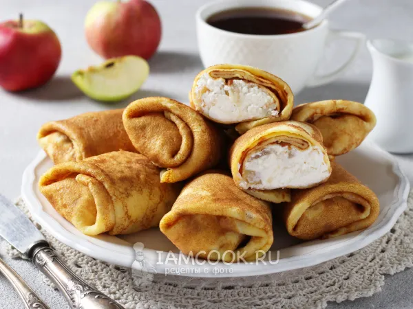 Фото блюда: Блины с творогом и яблоками