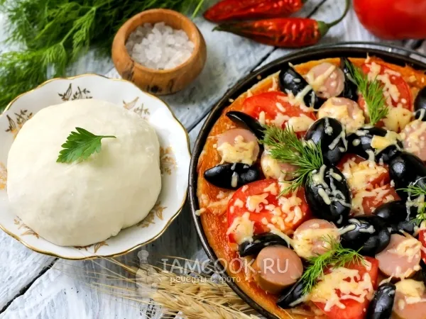 Фото блюда: Быстрое тесто для пиццы без дрожжей (+пицца)