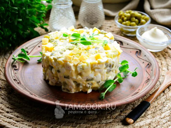 Фото блюда: Оливье с сыром без картошки