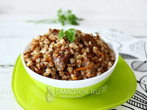 Фото блюда: Гречка по-купечески с говядиной в мультиварке