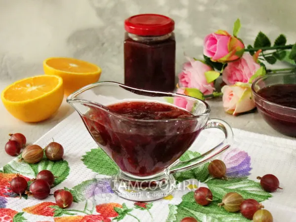 Фото блюда: Варенье из крыжовника с апельсином через мясорубку на зиму