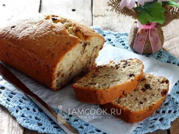 Фото блюда: Банановый кекс с шоколадной крошкой