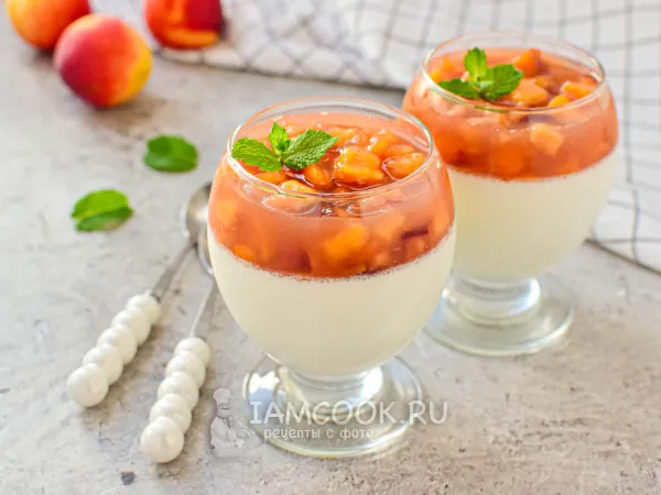 Фото блюда: Панна-котта с персиками