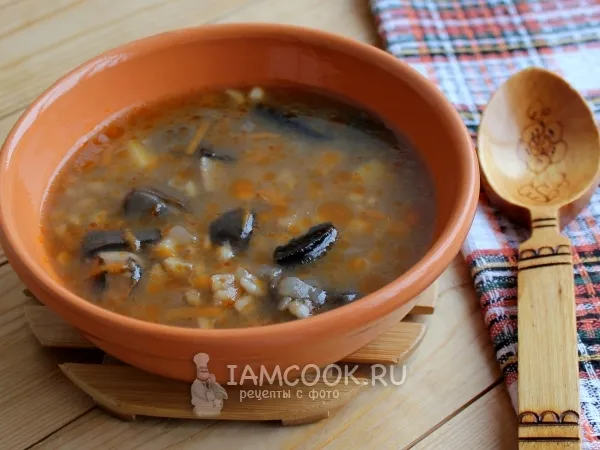 Фото блюда: Грибной суп с перловкой