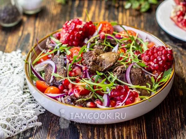 Фото блюда: Салат с куриной печенью и гранатом